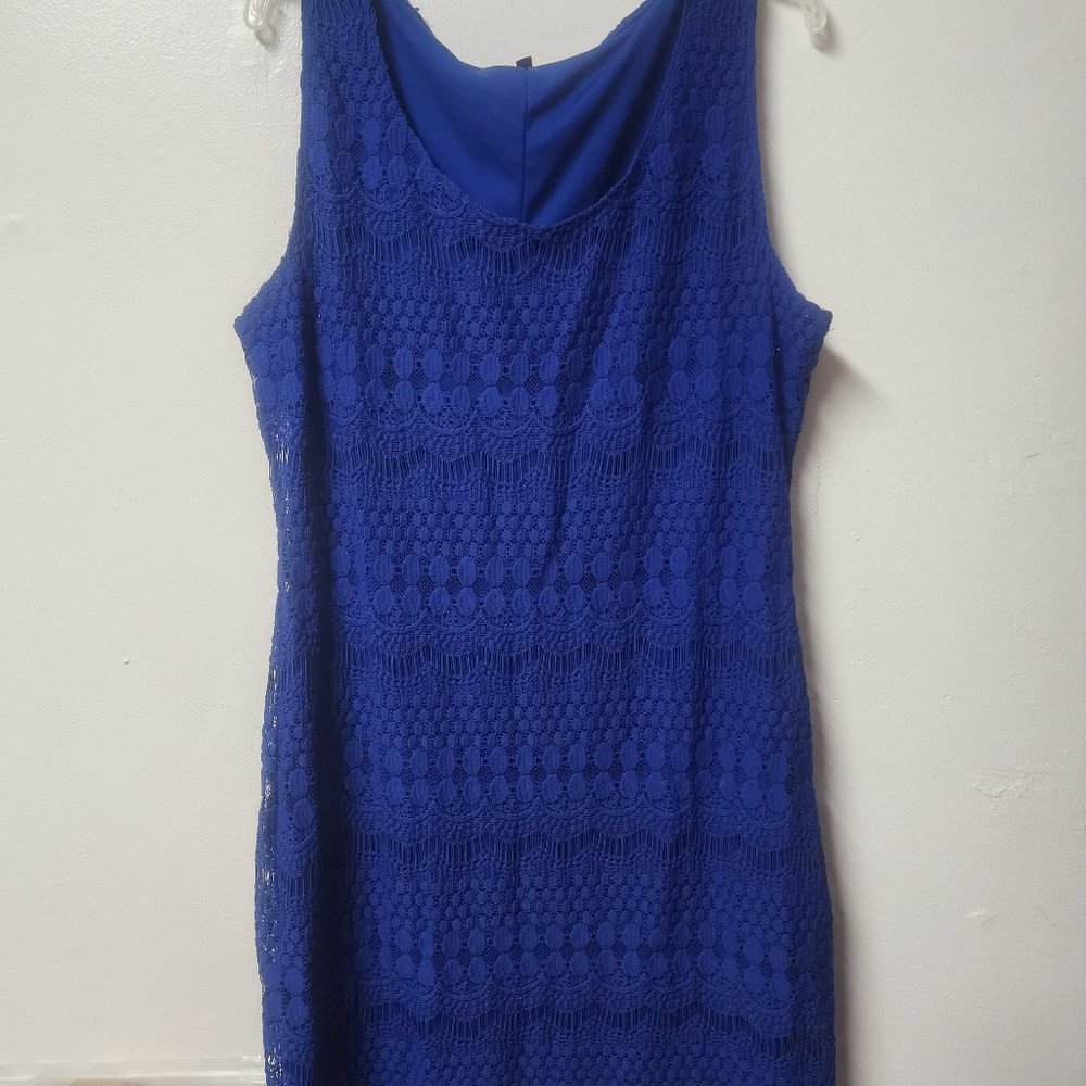 Tiana B. royal blue crochet lace overlay dress XXL